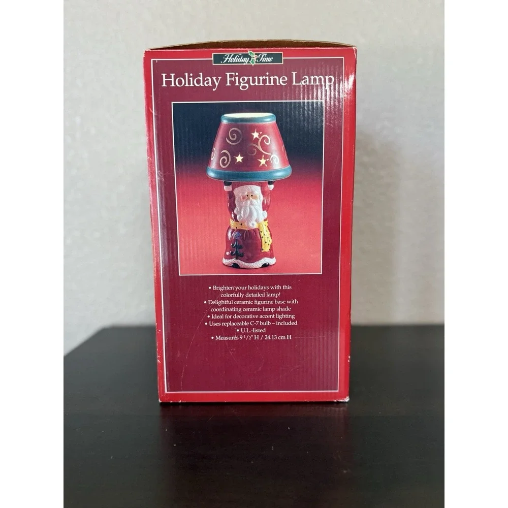 Vintage Holiday Time Ceramic Santa Corded Lamp New In Box 1990's Christmas Decor